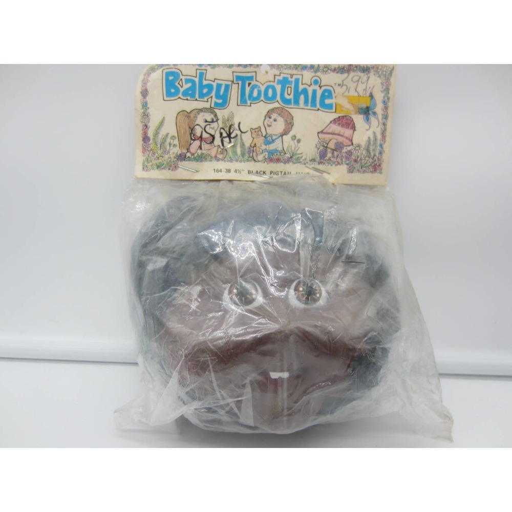 Mangelsens Baby Toothie Black Hair Brown Eyes African American Doll Head Pigtail